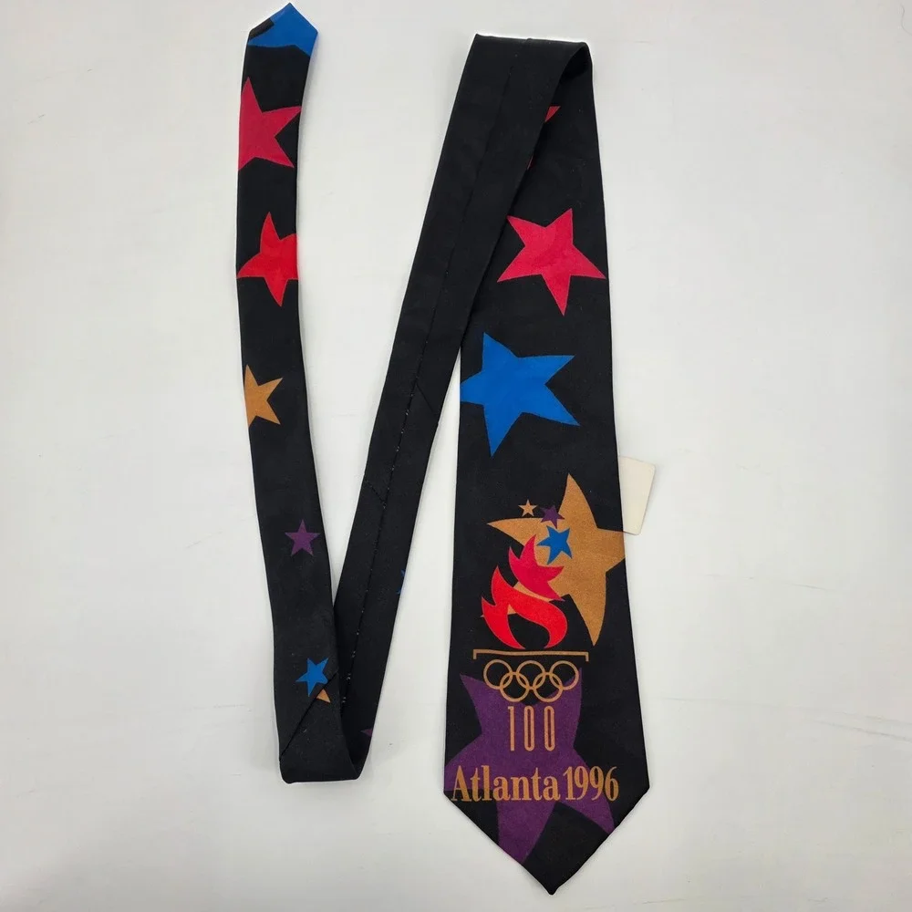 OLYMPIC GAMES TIES LOT OF 3 VINTAGE 90S NEW BUNDLE USA ATLANTA COLLECTOR AMERICA
